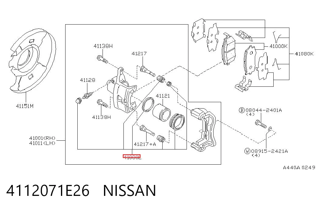 Kit de reparação de suporte do freio dianteiro para Nissan Tiida  C11X