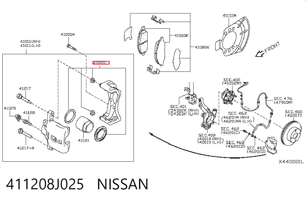 Kit de reparação de suporte do freio dianteiro Nissan Altima   ao melhor preço