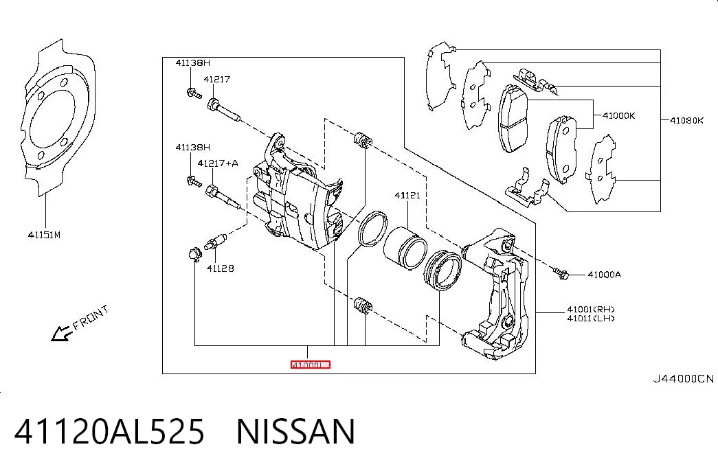 Kit de reparação de suporte do freio dianteiro Nissan Tiida  C11X