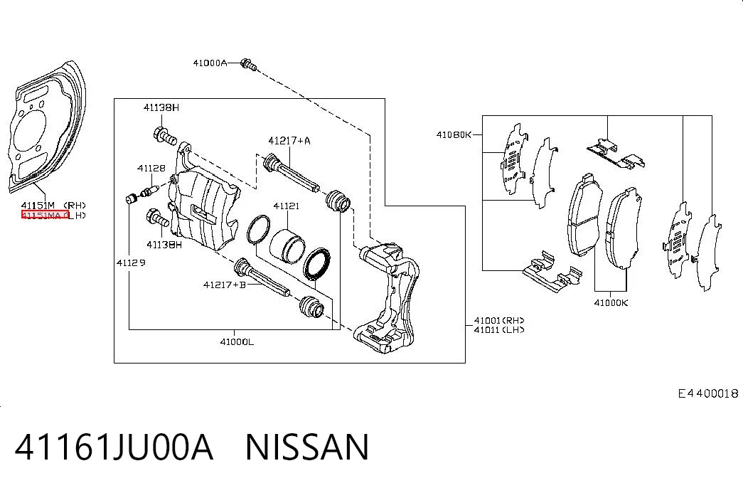 41161JU00A Nissan/Infiniti Proteção do freio de disco dianteiro esquerdo