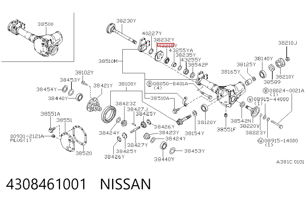 Rolamento de cubo traseiro Nissan Vanette  C22