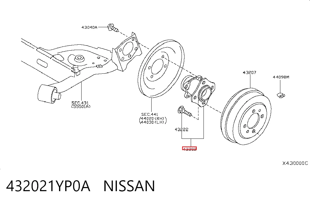 Cubo traseiro para Nissan Tiida C11X