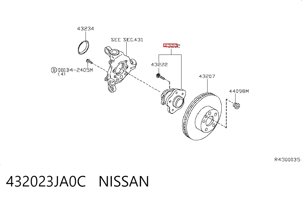 432023JA0C Nissan/Infiniti Cubo traseiro