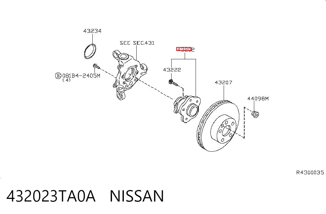 432023TA0A Nissan/Infiniti Cubo traseiro