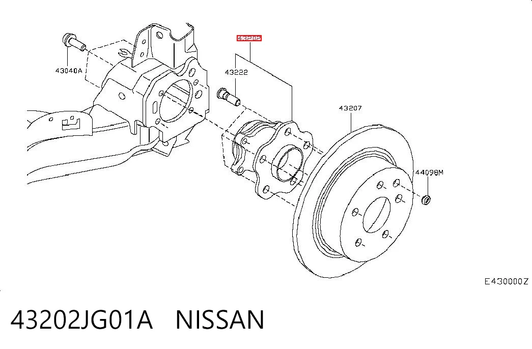 43202JG01A Nissan/Infiniti Cubo traseiro