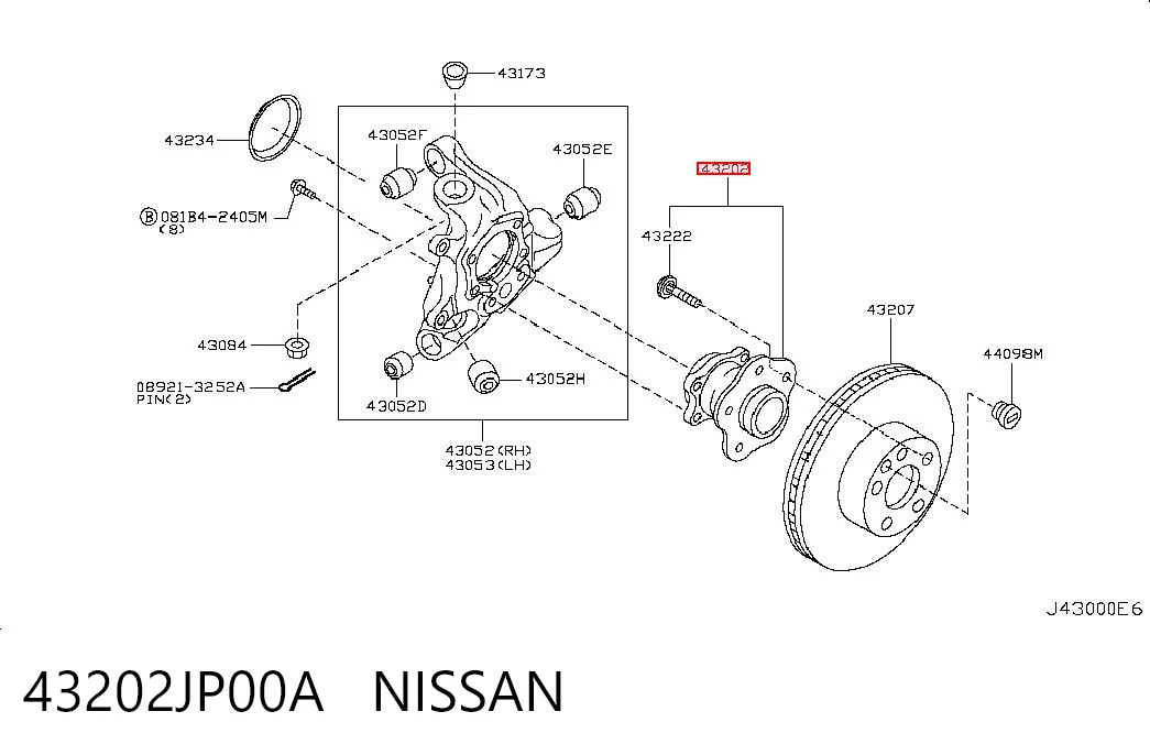 43202JP00A Nissan/Infiniti Cubo traseiro