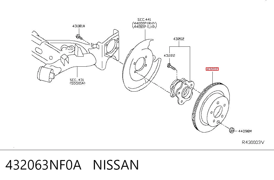 432063NF0A Nissan/Infiniti Disco do freio traseiro