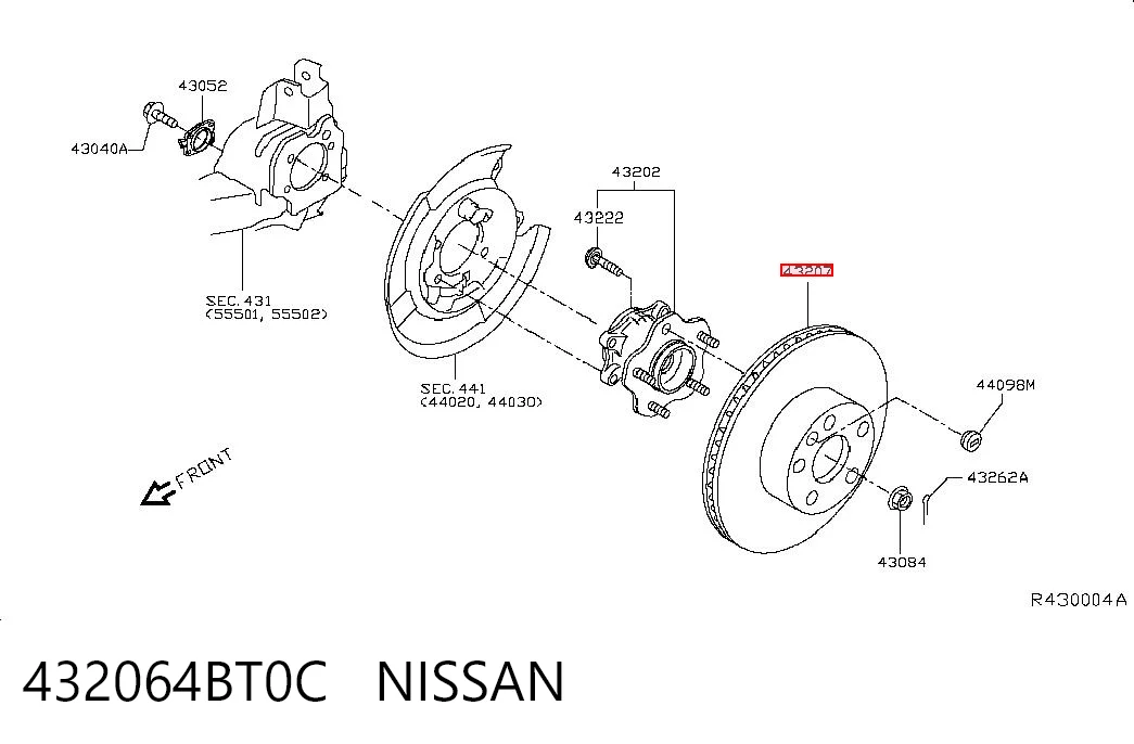 432064BT0C Nissan/Infiniti Disco do freio traseiro