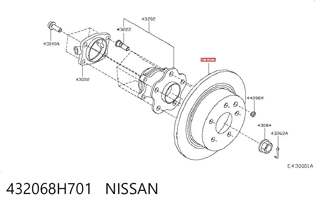 432068H701 Nissan/Infiniti Disco do freio traseiro