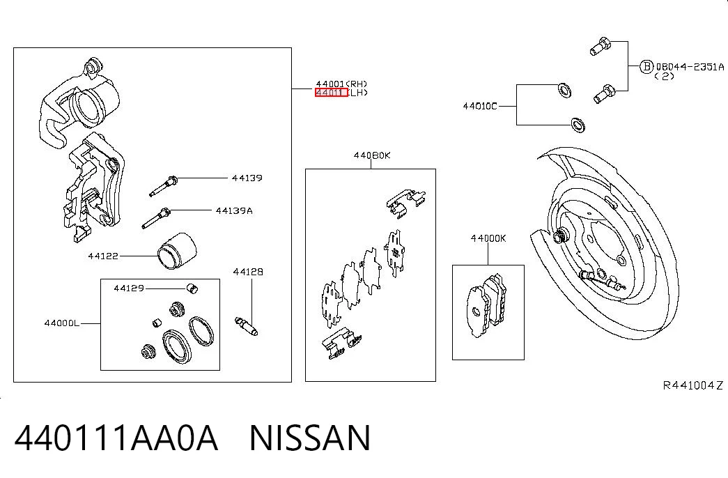 440111AA0A Nissan/Infiniti Suporte do freio traseiro esquerdo