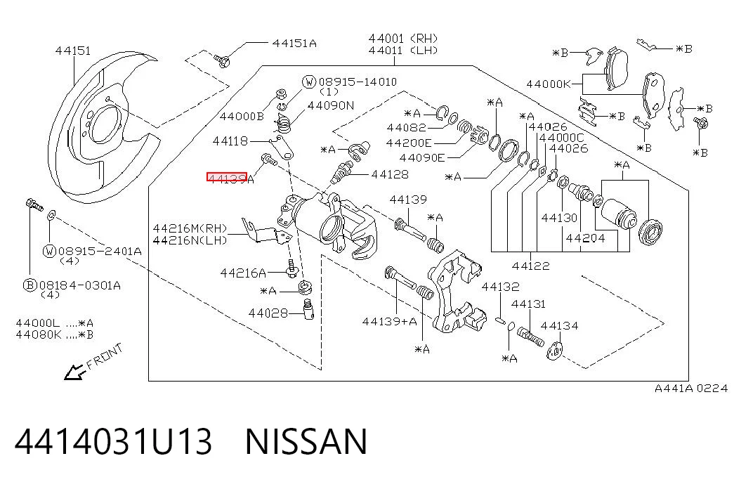 Kit de reparação de suporte do freio dianteiro Nissan Altima L33 