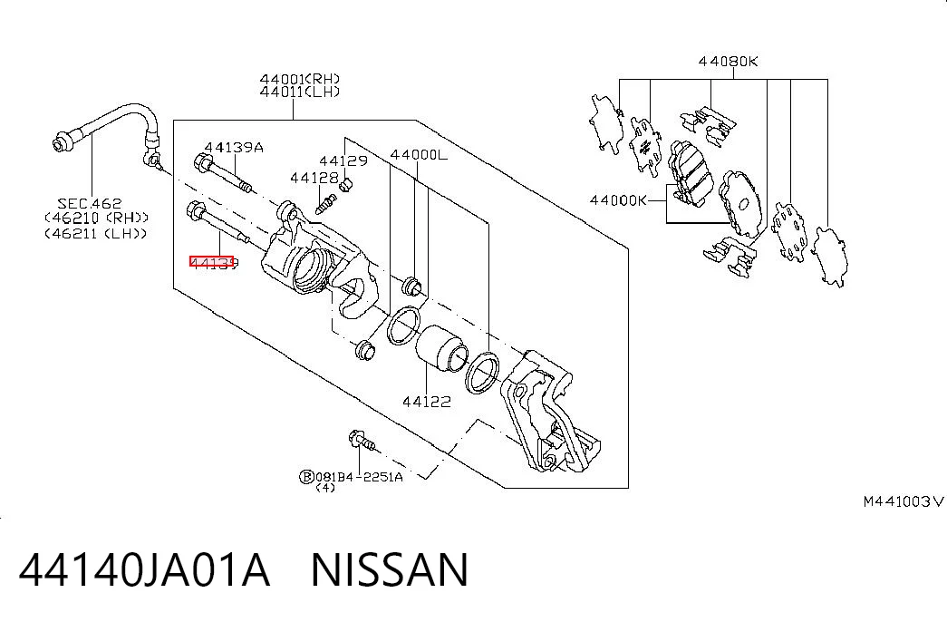 44140JA01A Nissan/Infiniti Guia inferior de suporte traseiro
