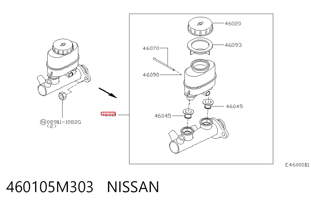 Cilindro mestre do freio Nissan Almera II N16