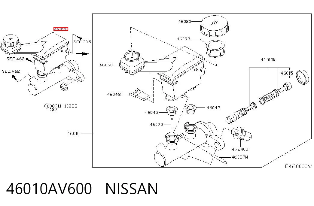  Cilindro mestre do freio Nissan Primera sedan (P12) (2002 - 2008) 
