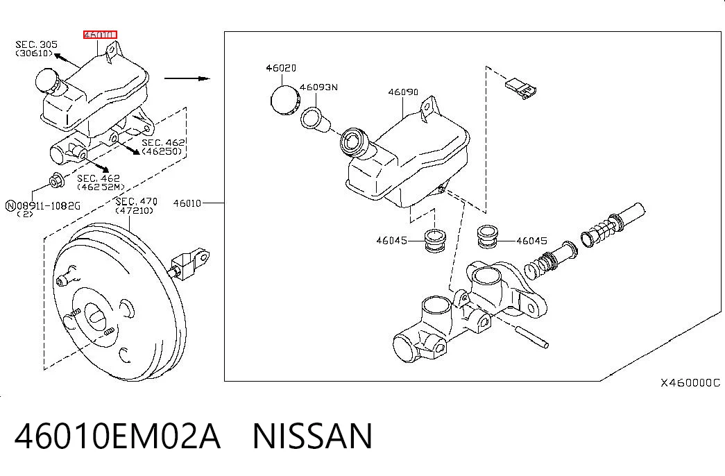 Cilindro mestre do freio Nissan Tiida C11X ao melhor preço