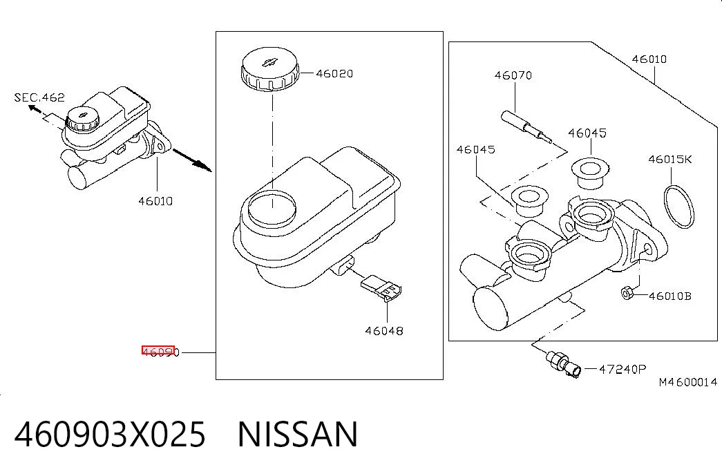 Tanque de cilindro mestre do freio (de fluido de freio) Nissan Navara  D40 ao melhor preço
