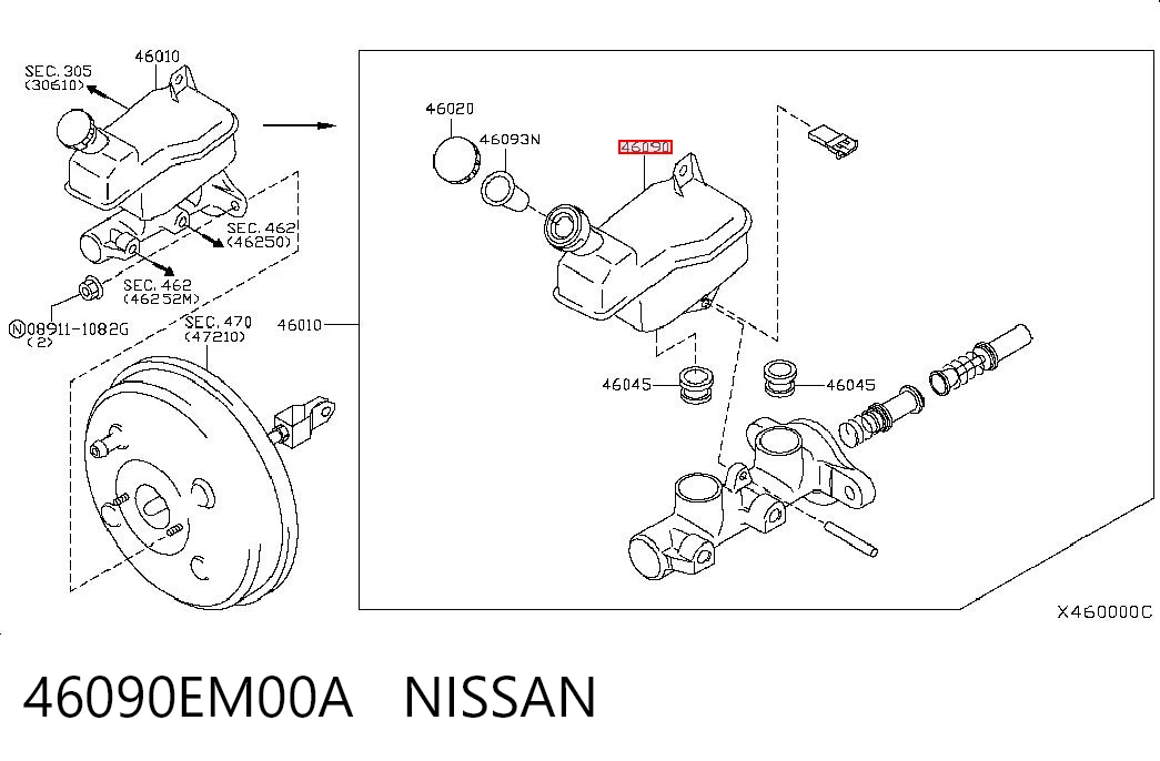 Tanque de cilindro mestre do freio (de fluido de freio) Nissan Tiida  C11X ao melhor preço