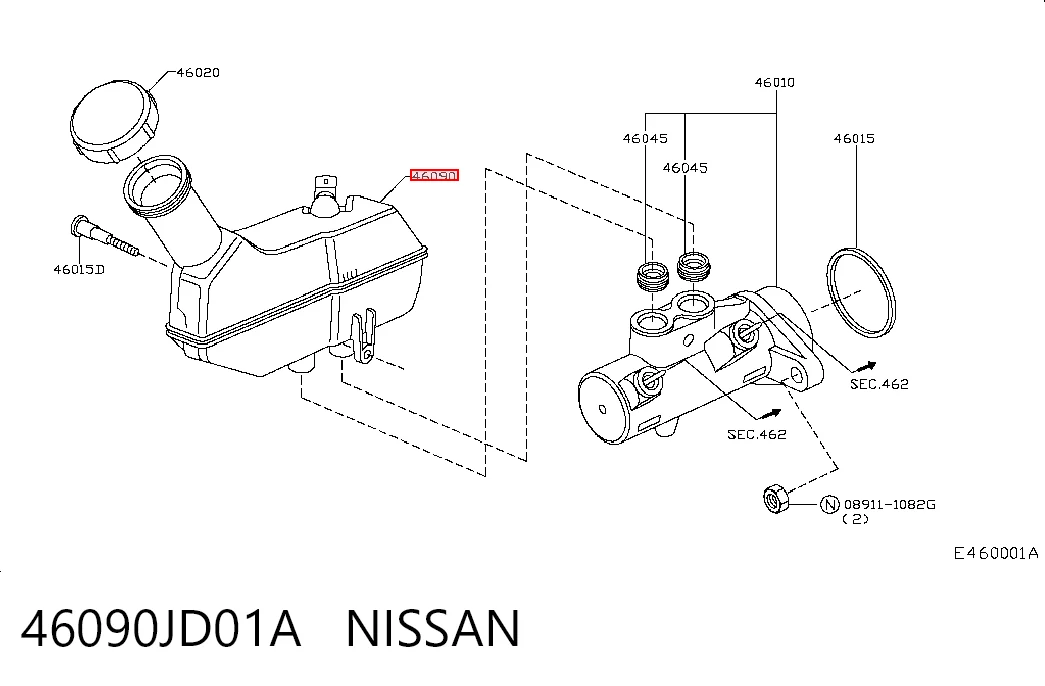 Tanque de cilindro mestre do freio (de fluido de freio) Nissan Qashqai  J10 ao melhor preço