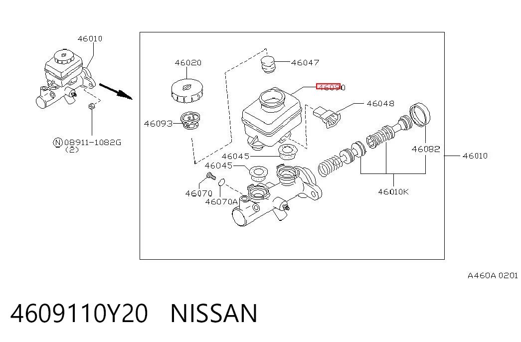 Tanque de cilindro mestre do freio (de fluido de freio) Nissan Pathfinder R50 ao melhor preço