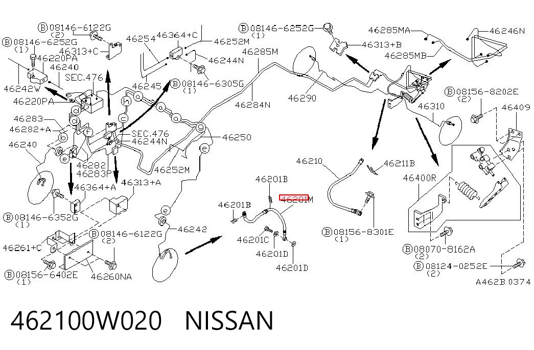 Mangueira do freio dianteira para Nissan Pathfinder  R50