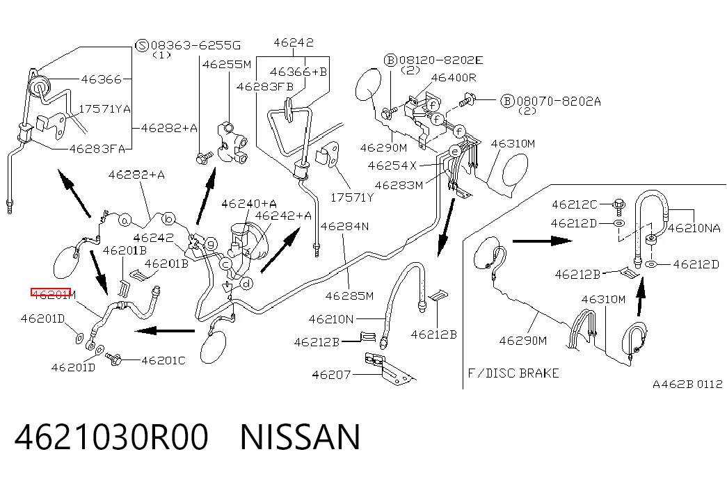 Mangueira do freio dianteira para Nissan Primera W10