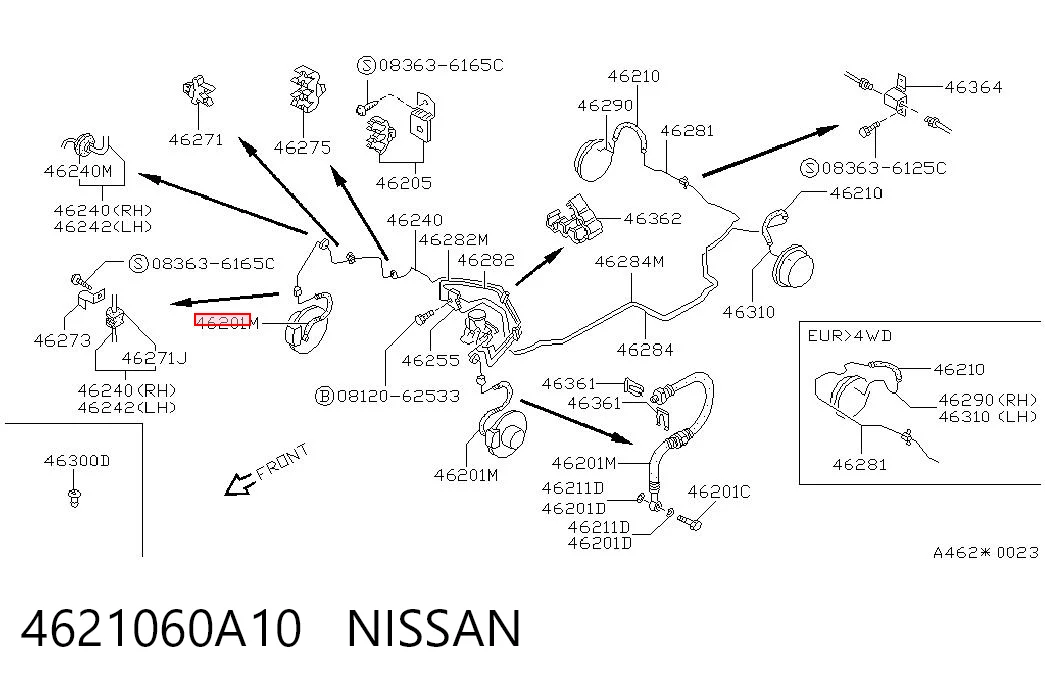 Mangueira do freio dianteira Nissan Sunny II N13