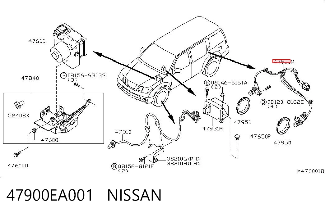 47900EA001 Nissan/Infiniti Sensor ABS traseiro