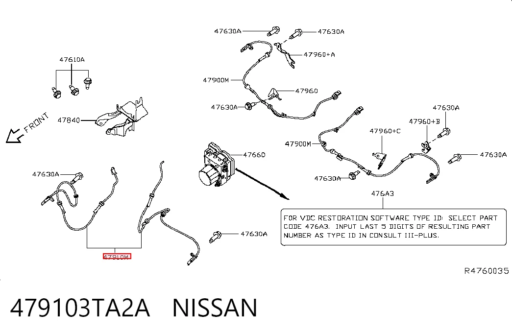  Sensor dianteiro de ABS Nissan Altima L33 sedan (2012 - 2018) L33