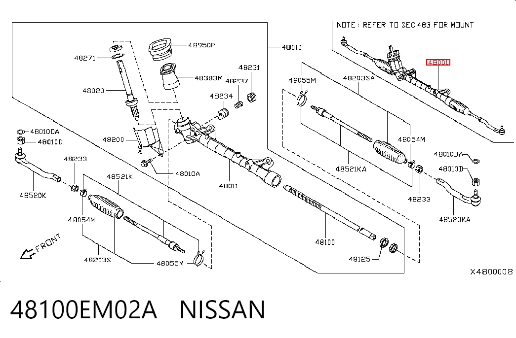 Cremalheira da direção Nissan Tiida  C11X ao melhor preço
