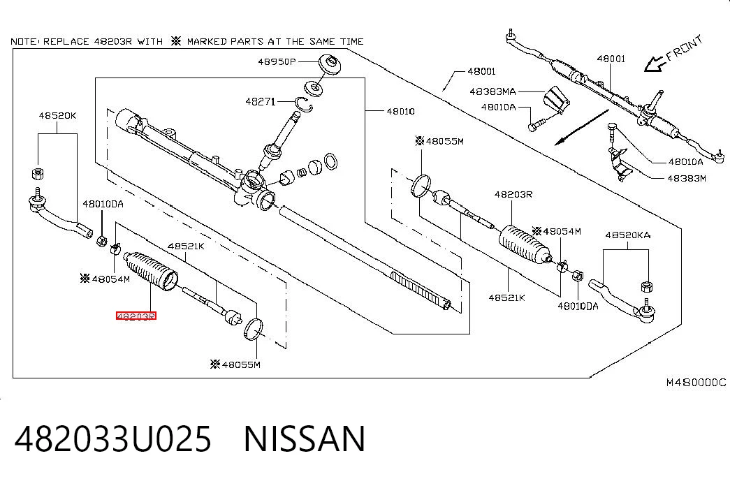 Bota de proteção do mecanismo de direção (de cremalheira) para Nissan Tiida C11X