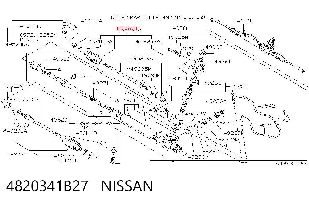 Bota de proteção do mecanismo de direção (de cremalheira) para Nissan Sunny III N14
