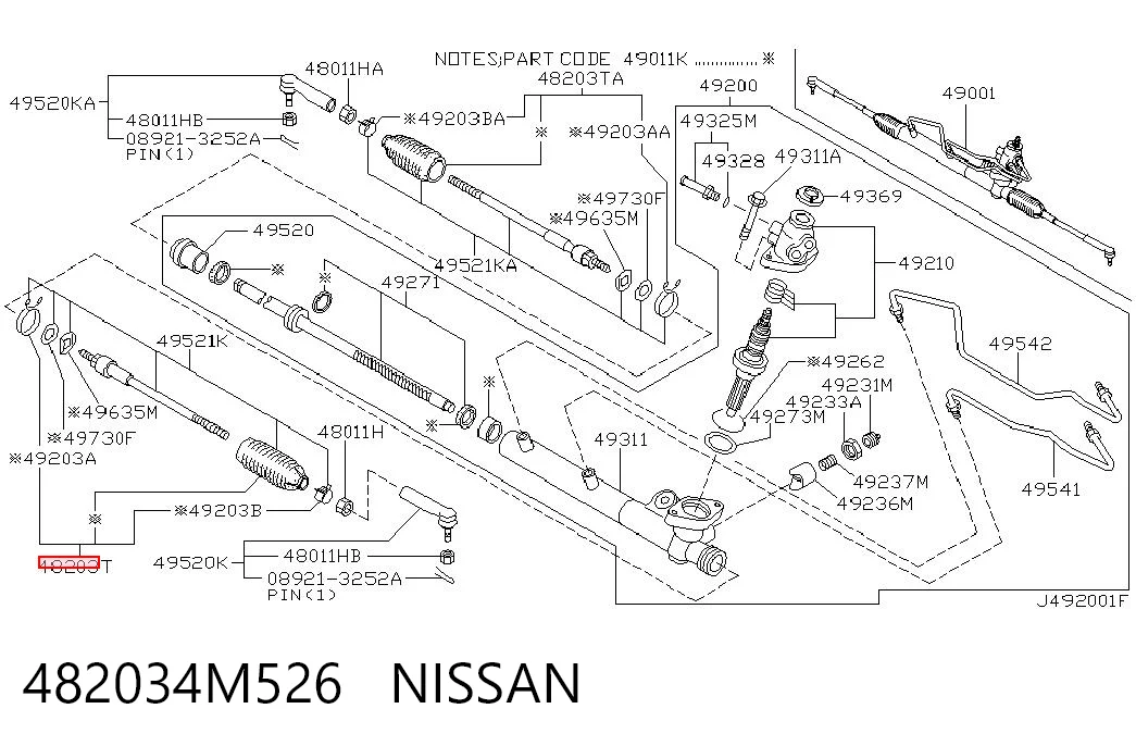  Bota de proteção do mecanismo de direção (de cremalheira) Nissan X-Trail SUV (T30) (2001 - 2007) 
