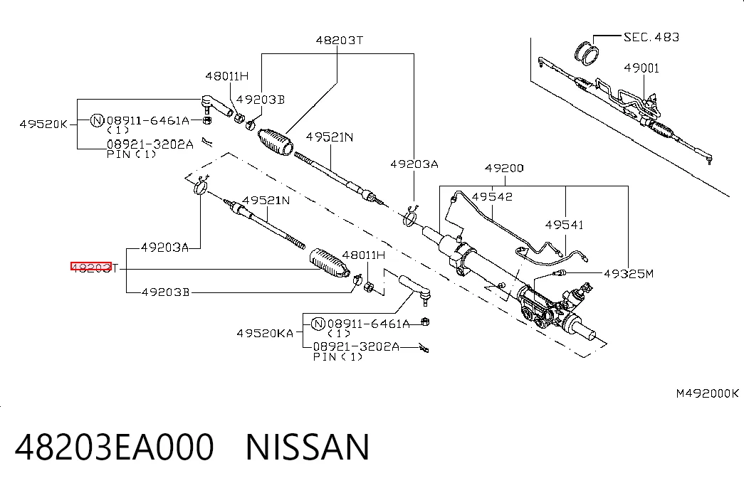 Bota de proteção do mecanismo de direção (de cremalheira) para Nissan Navara D40