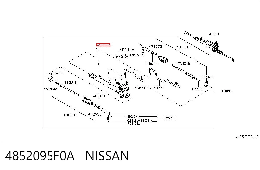 Ponta externa da barra de direção para Nissan Almera B10RS