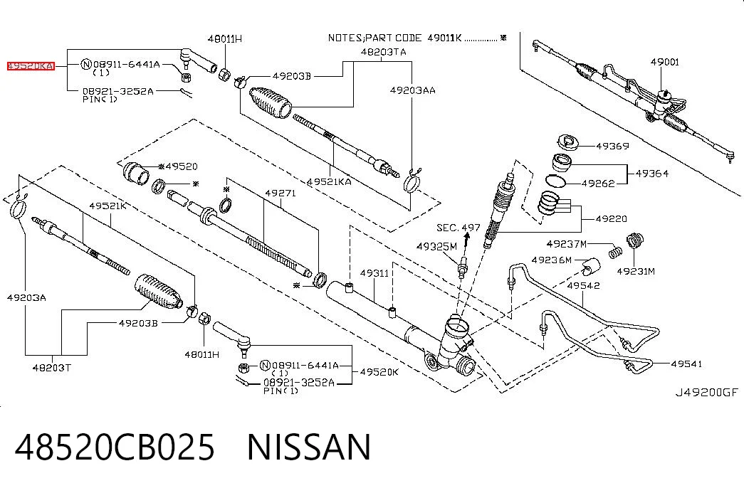 Ponta externa da barra de direção para Nissan Murano Z50