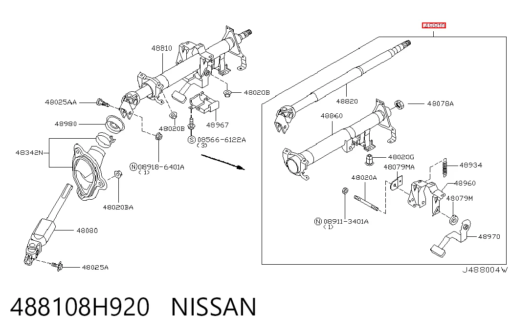 Coluna da direção para Nissan X-Trail  T30