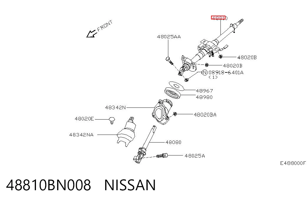 Coluna da direção para Nissan Almera II N16