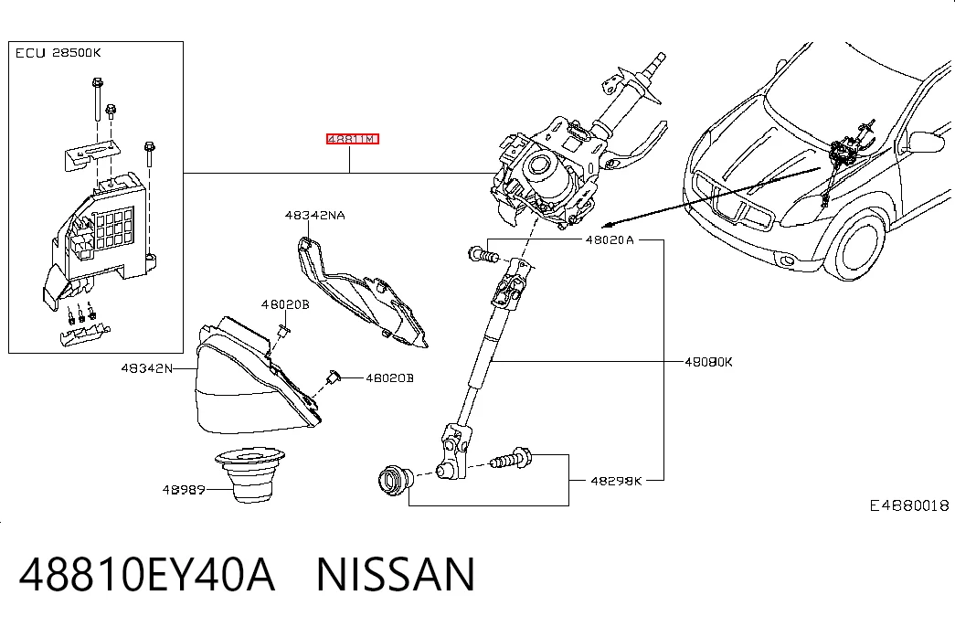 Coluna da direção para Nissan Qashqai I J10