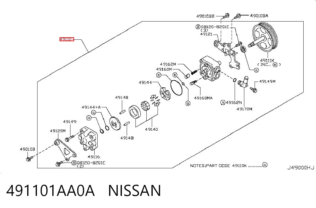 491101AA0A Nissan/Infiniti Bomba da Direção hidrâulica assistida