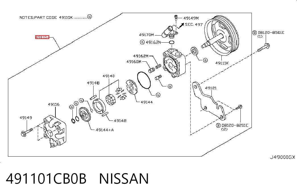 491101CB0B Nissan/Infiniti Bomba da Direção hidrâulica assistida