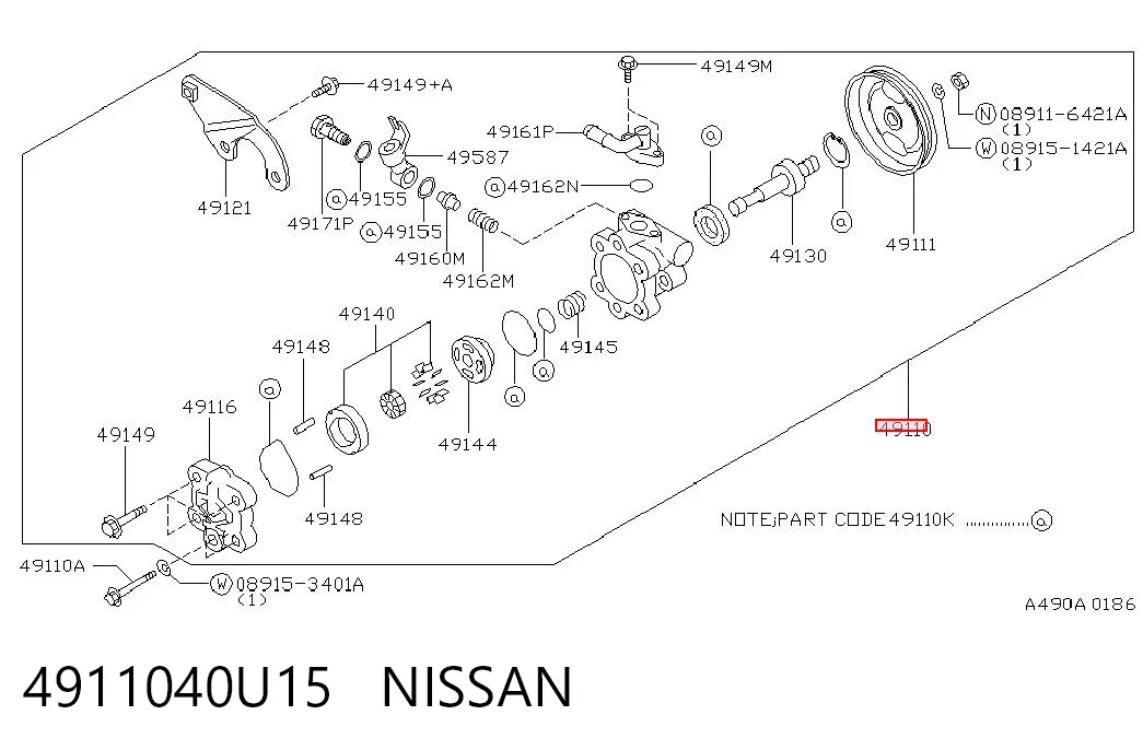 4911040U15 Nissan/Infiniti Bomba da Direção hidrâulica assistida