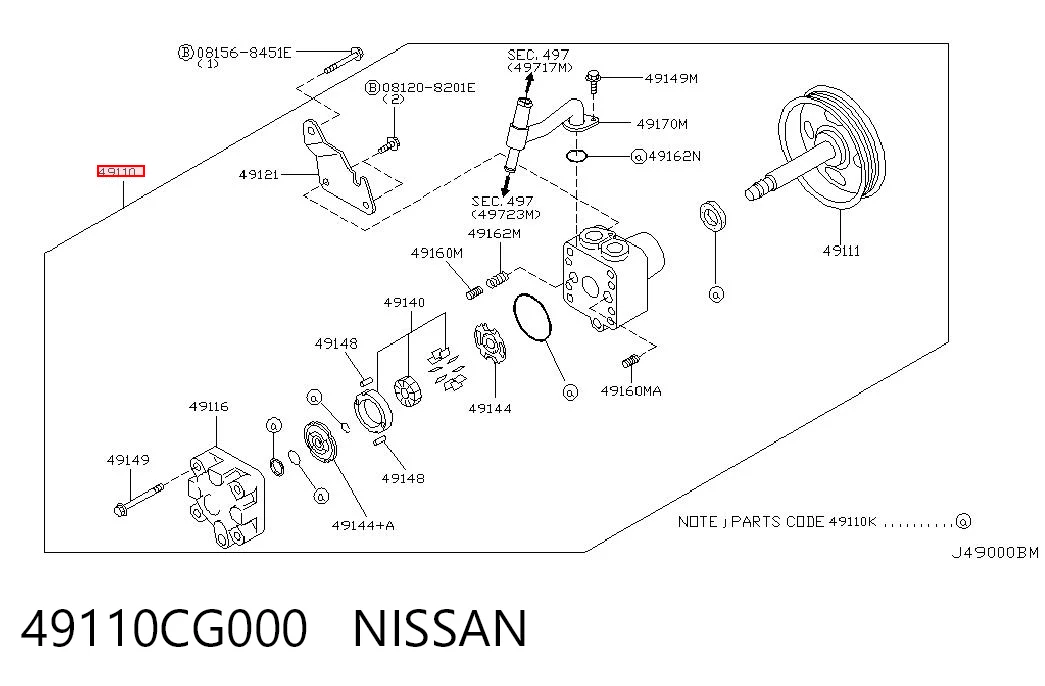 49110CG000 Nissan/Infiniti Bomba da Direção hidrâulica assistida