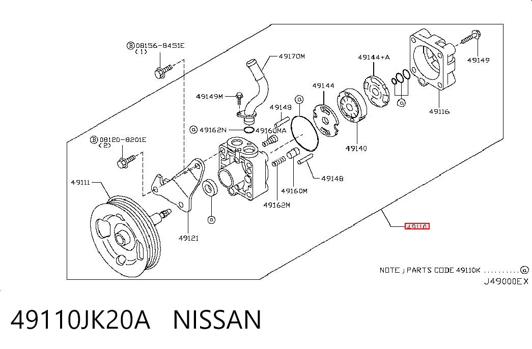 49110JK20A Nissan/Infiniti Bomba da Direção hidrâulica assistida