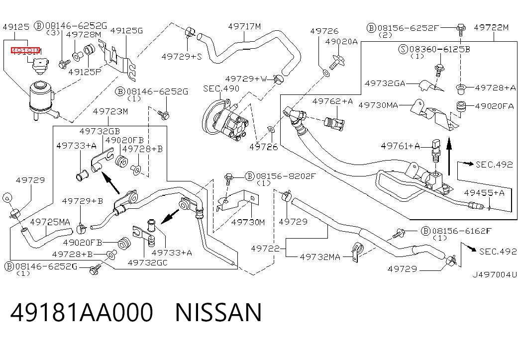 49181AA000 Nissan/Infiniti Tampa de tanque de bomba da Direção hidrâulica assistida