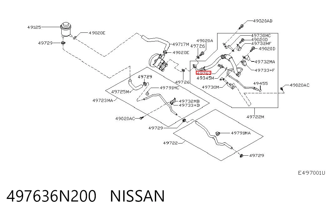 497636N200 Nissan/Infiniti Sensor hidráulico de bomba de impulsionador