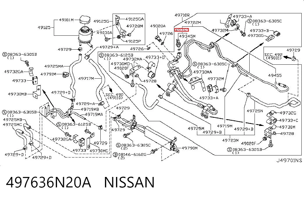 497636N20A Nissan/Infiniti Sensor hidráulico de bomba de impulsionador