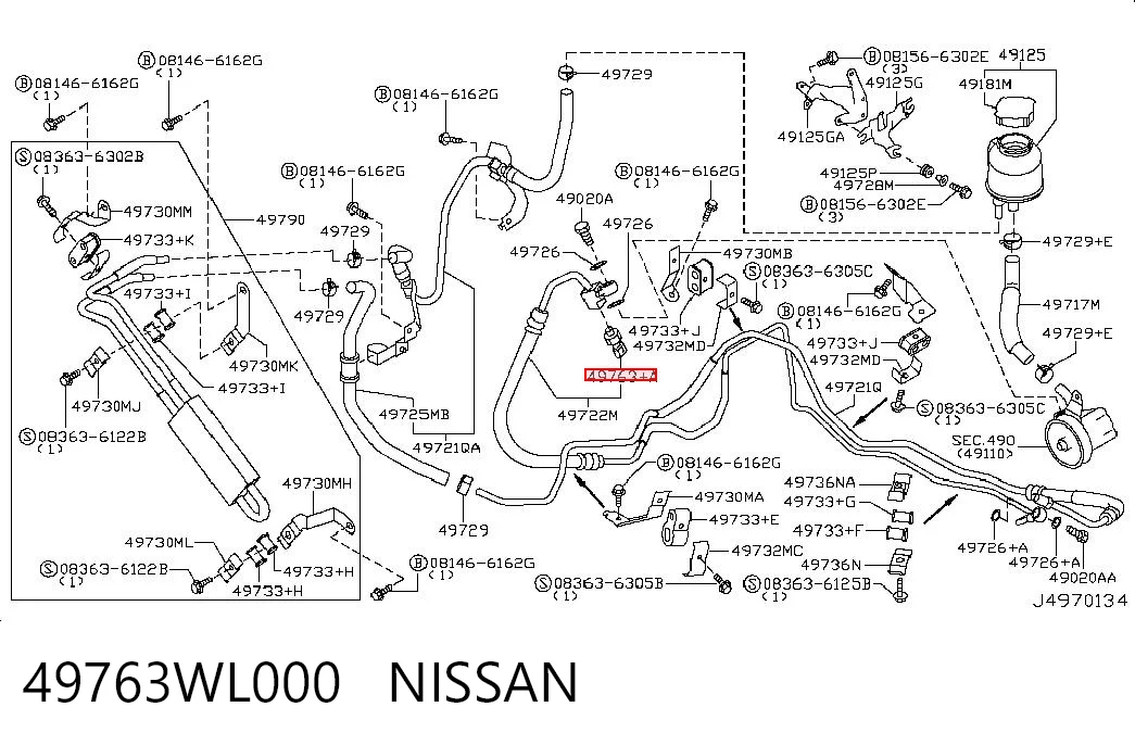 49763WL000 Nissan/Infiniti Sensor hidráulico de bomba de impulsionador