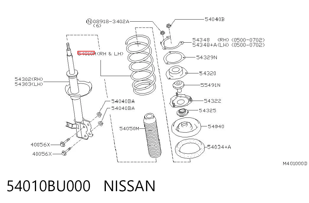 Mola dianteira para Nissan Almera V10