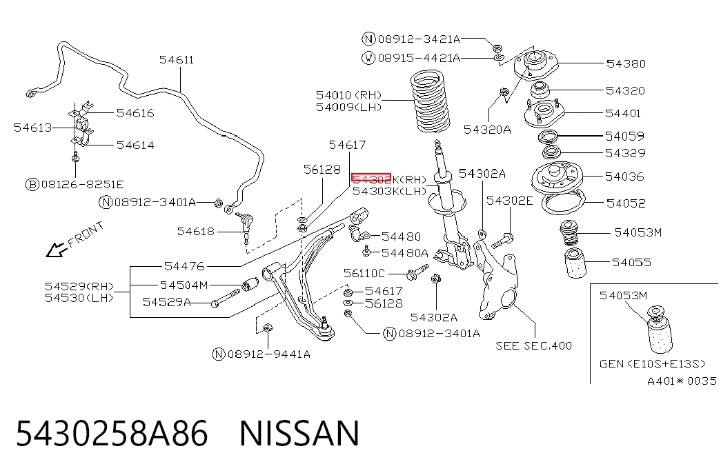 5430258A86 Nissan/Infiniti