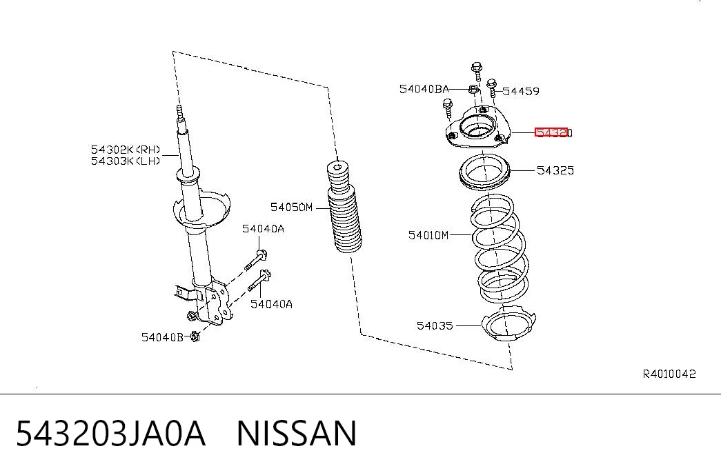 543203JA0A Nissan/Infiniti Suporte de amortecedor dianteiro
